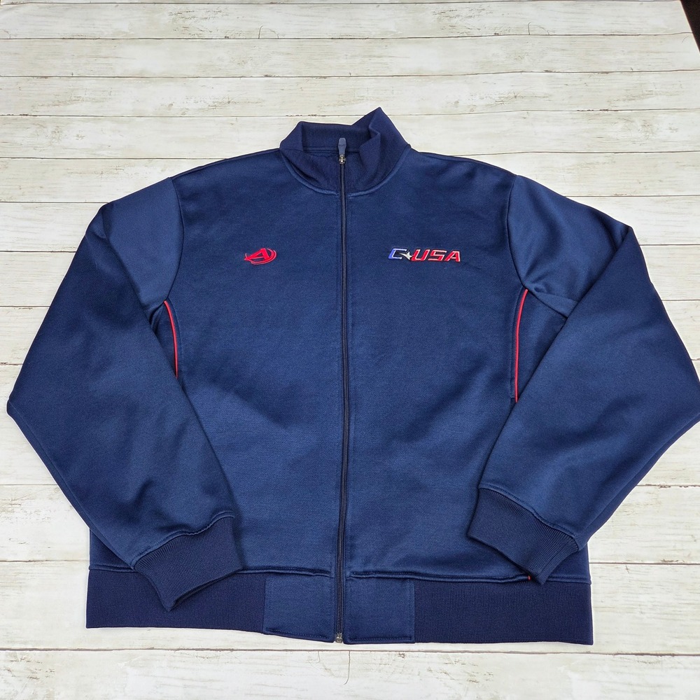 Aeropostale Track Jacket Mens XL Navy Blue C-USA Athletic Full Zip Mock Neck
